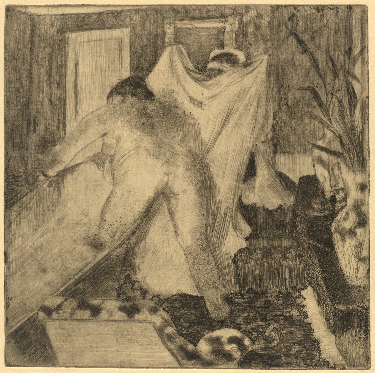 Poistuminen kylpylästä La sortie du bain, n. 18791880. tekijältä Edgar Degas