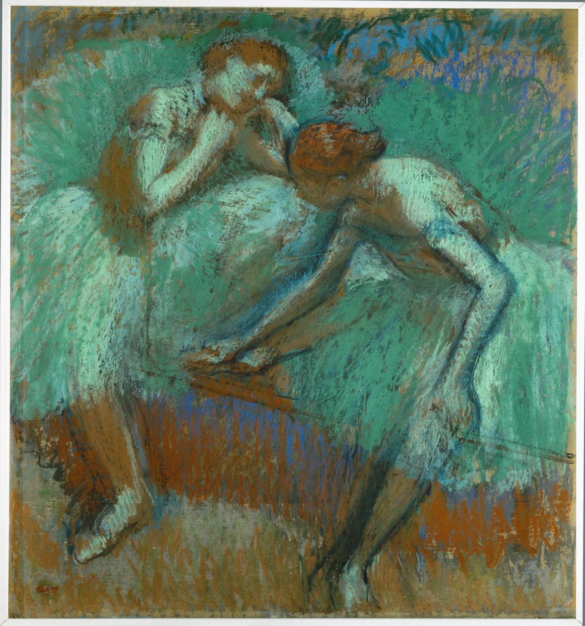 Suuret vihreät tanssijat (pastelli paperille) tekijältä Edgar Degas