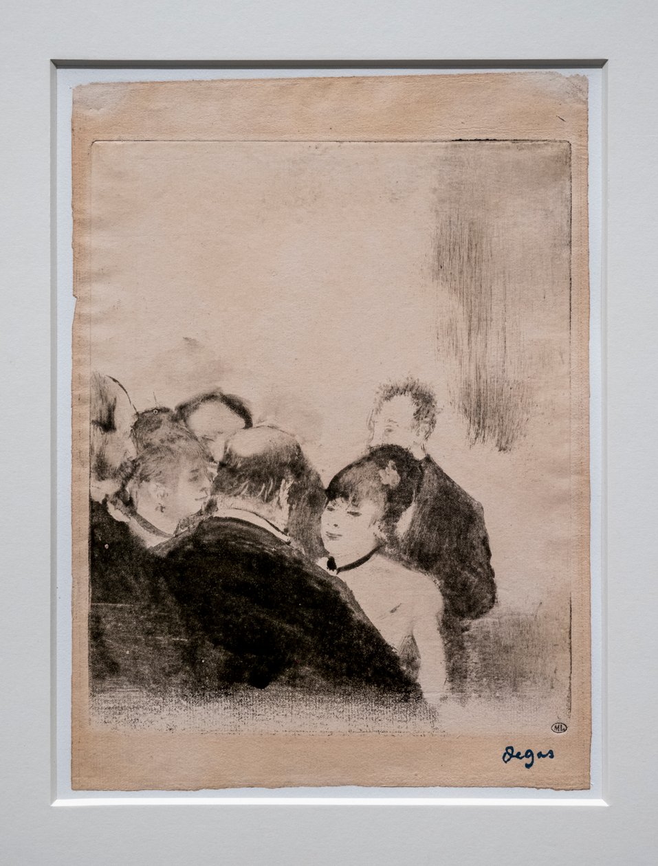 Little Cardinal na nagsasalita sa kanilang mga admirer. Sa paligid ng 1876-1877. Ang monotype ay may itim na tinta.finn tekijältä Edgar Degas