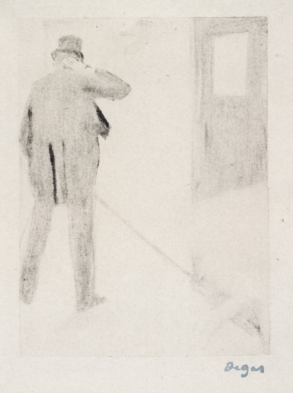 Ludovic Halévy kulissien takana, n. 1880-83 (monotypia) tekijältä Edgar Degas