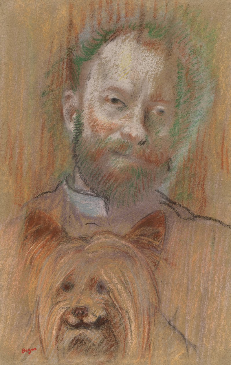 Ludovic Lepic pitelee koiraansa, 1889 tekijältä Edgar Degas