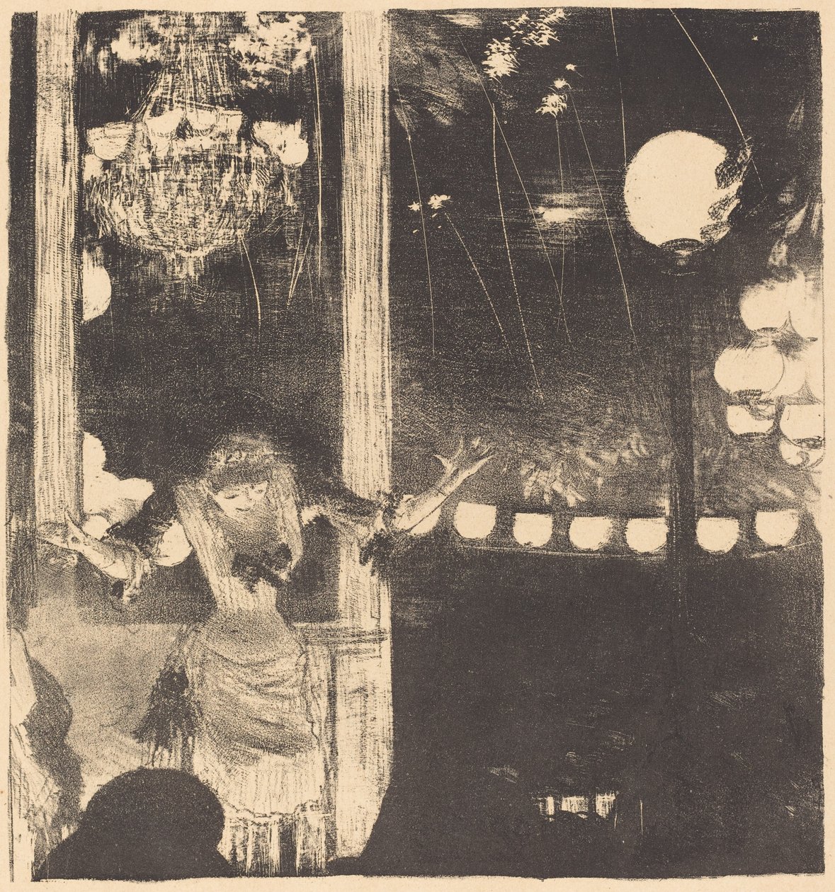 Mademoiselle Bécat Cafe des Ambassadeursissa (suurlähettiläille: Mlle Bécat) tekijältä Edgar Degas