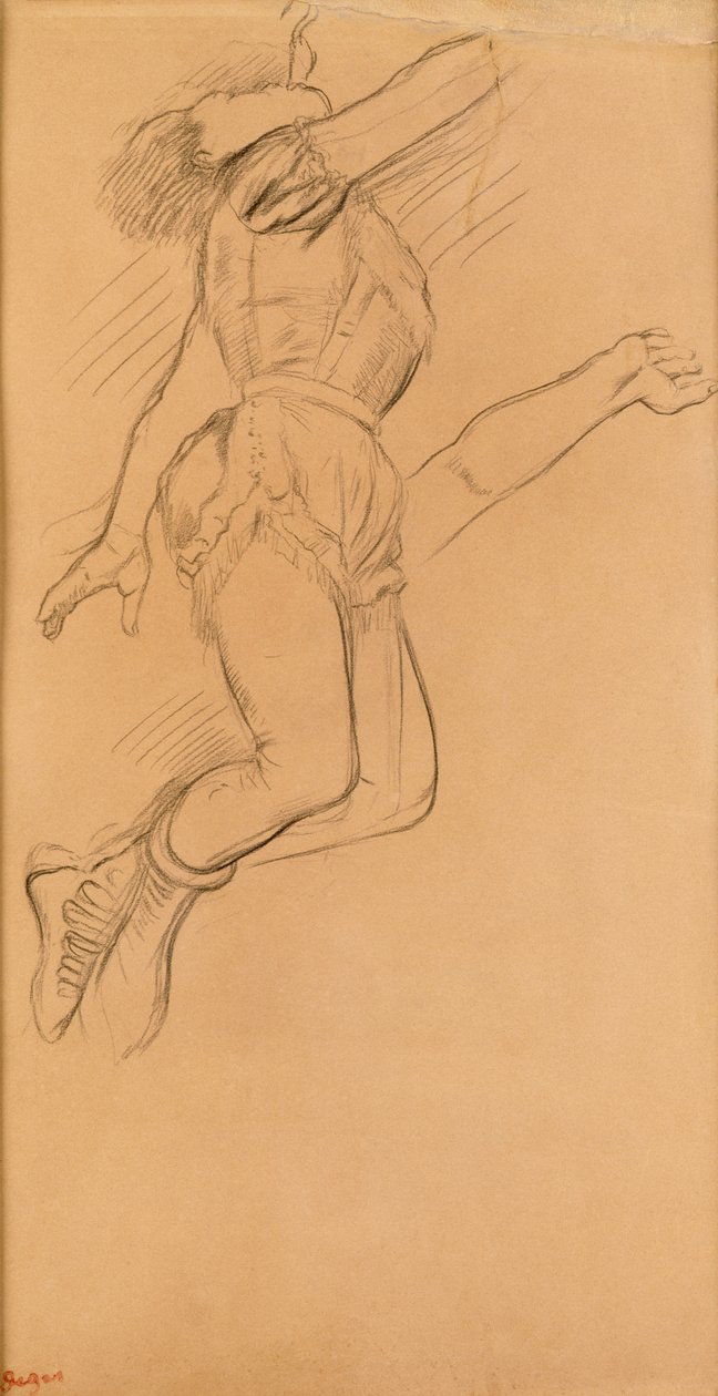 Mademoiselle La La Circus Fernandossa, 1879 (musta värikynä ruskealla paperilla) tekijältä Edgar Degas