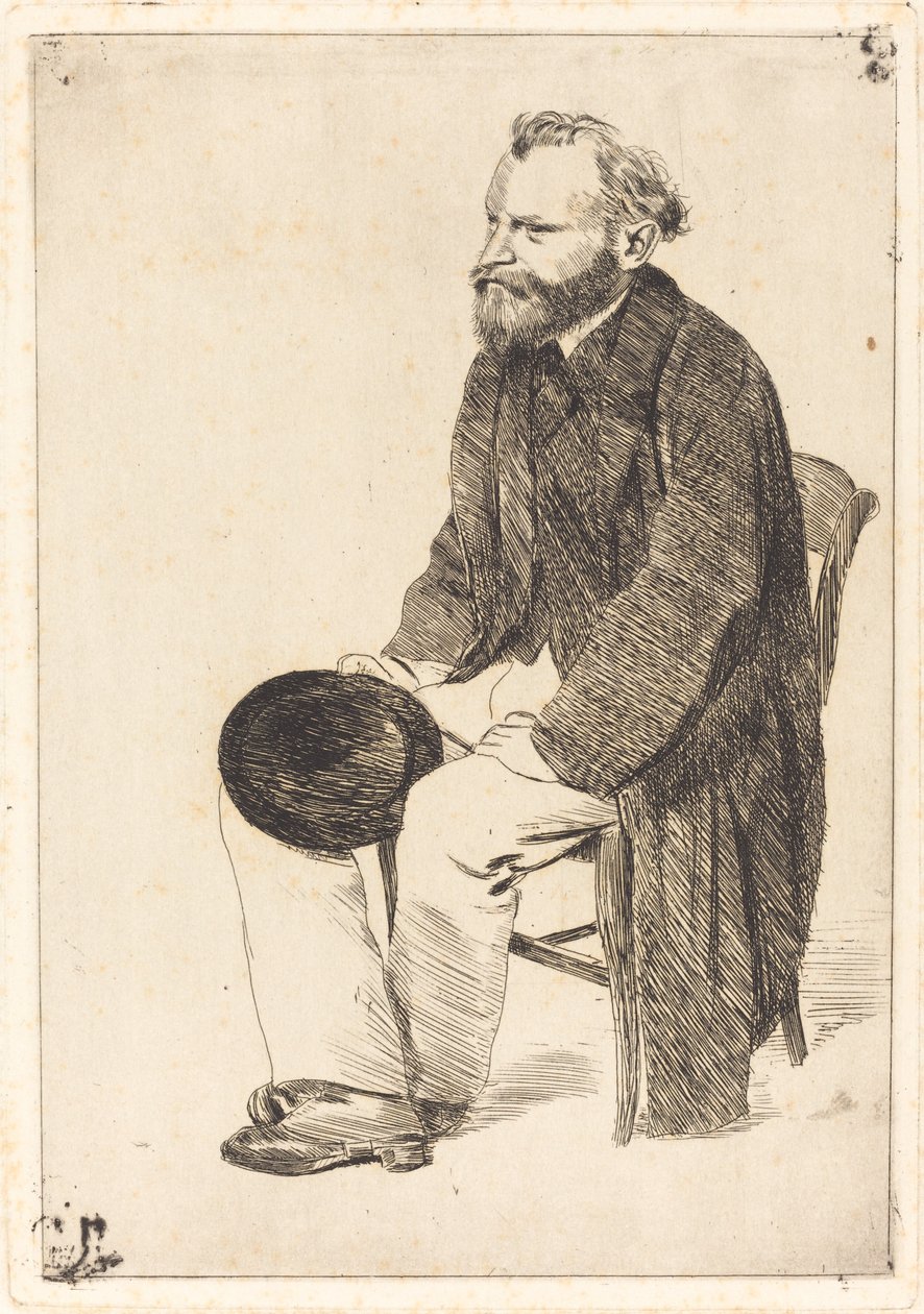Manet istuu, kääntyi vasemmalle tekijältä Edgar Degas