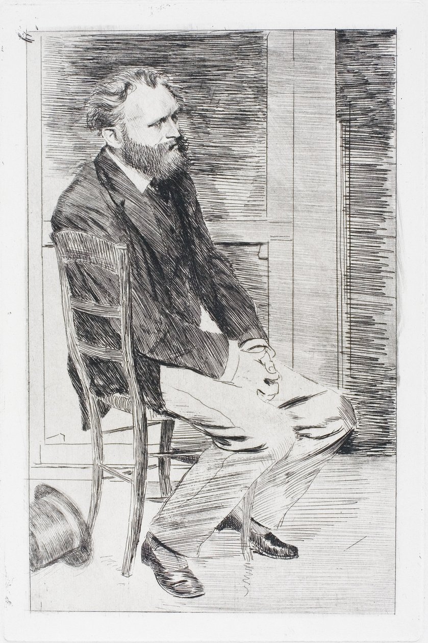 Manet istumassa, oikealle kääntyneenä tekijältä Edgar Degas