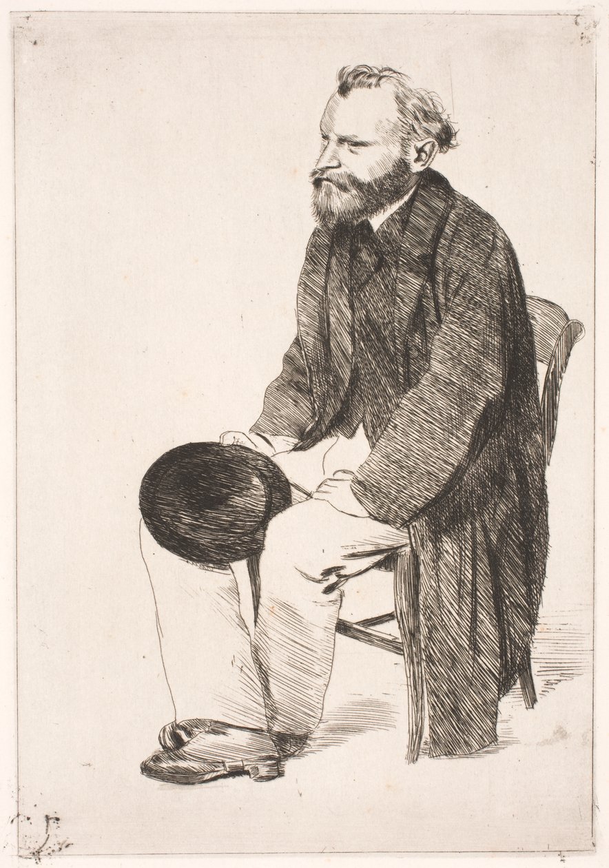 Manet istuu. Kääntynyt vasemmalle tekijältä Edgar Degas