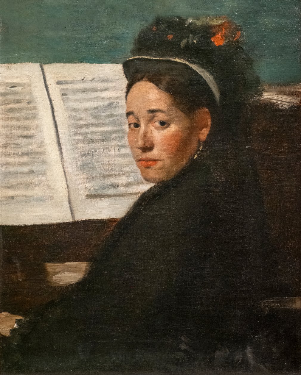 Neiti Dihau pianolla. Noin 1870. Öljy kankaalle. tekijältä Edgar Degas