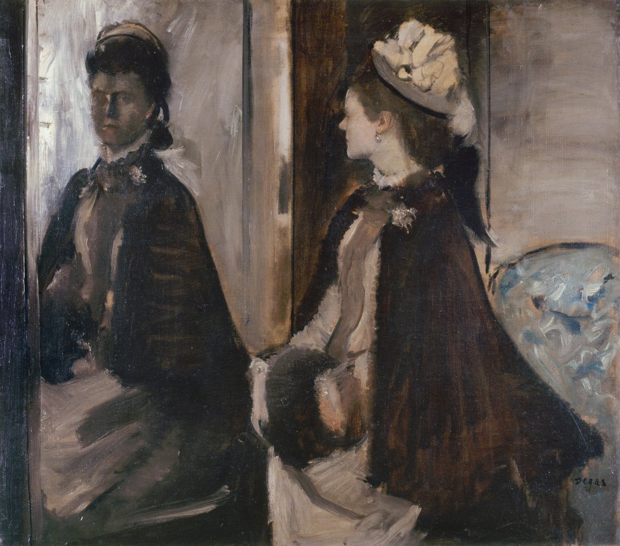 Rouva Jeantaud peilissä, n. 1875 tekijältä Edgar Degas