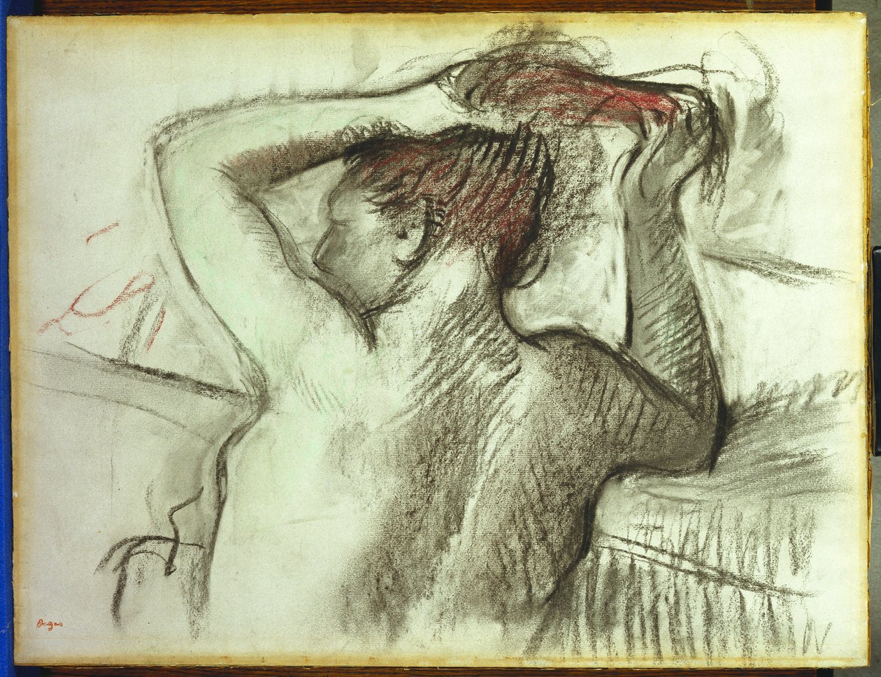 Nude kampaamassa hiuksiaan tekijältä Edgar Degas