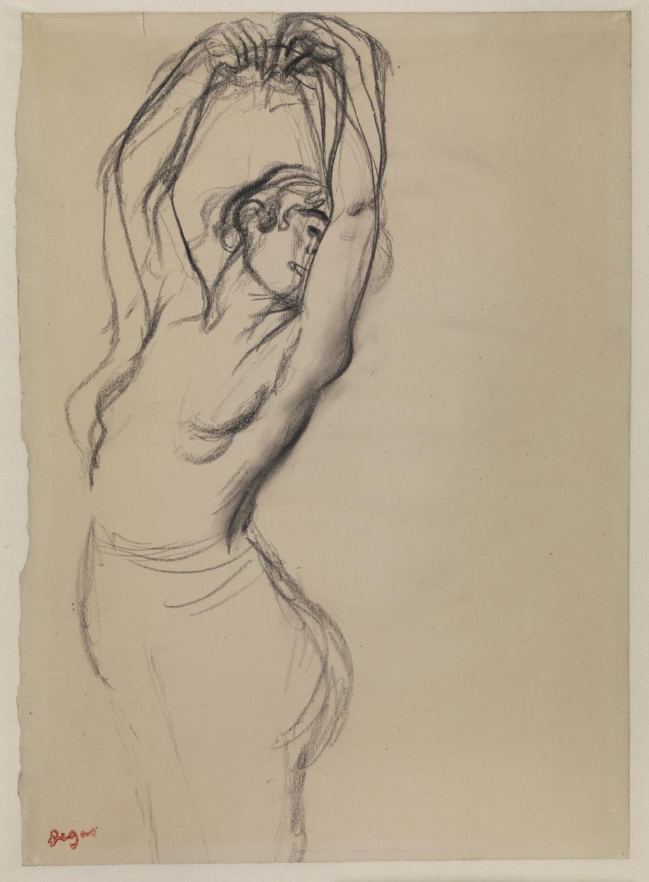 Alastontanssija kädet koholla tekijältä Edgar Degas