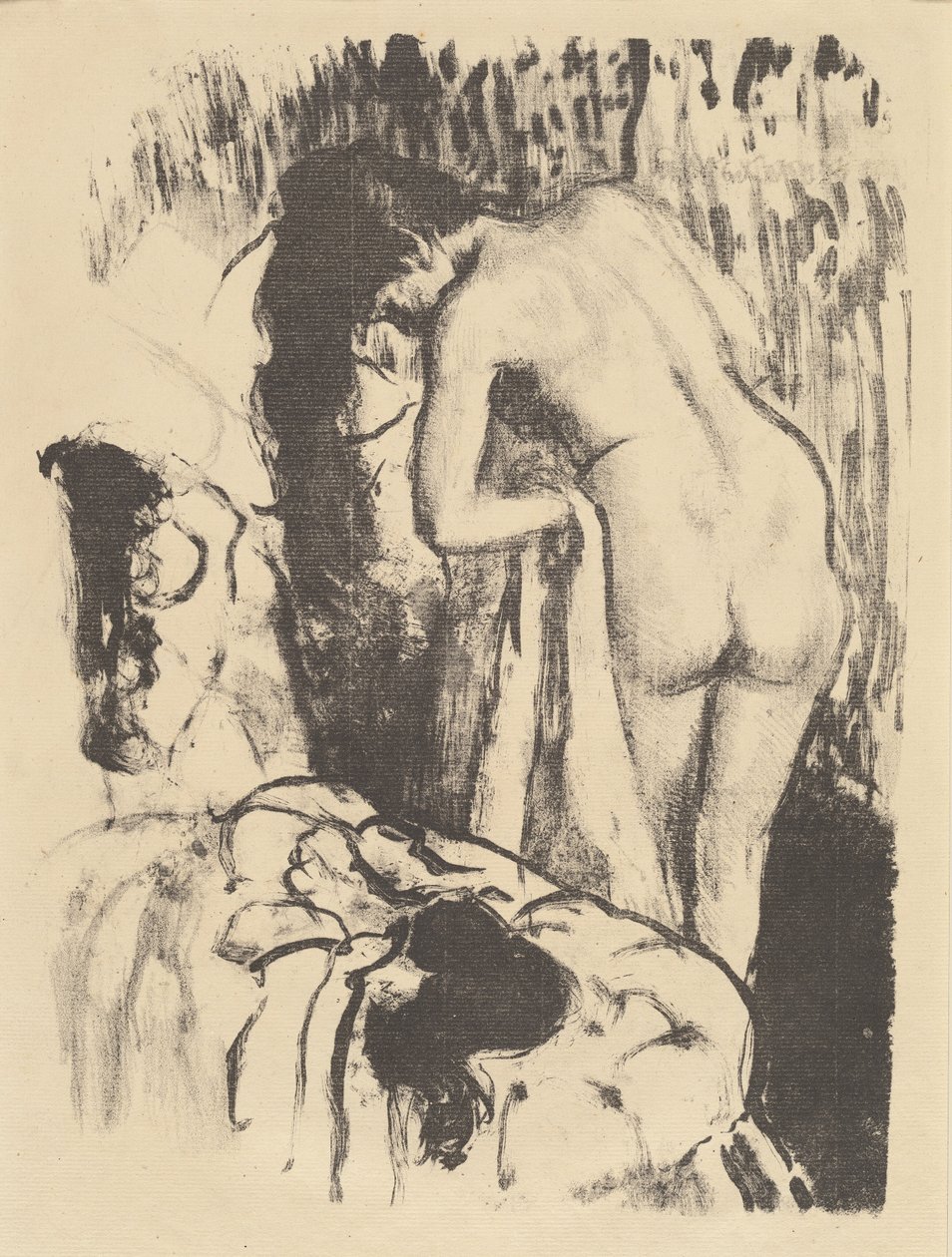 Alaston nainen seisomassa, kuivaamassa Femme nue debout, a sa WC, c. 1890. tekijältä Edgar Degas