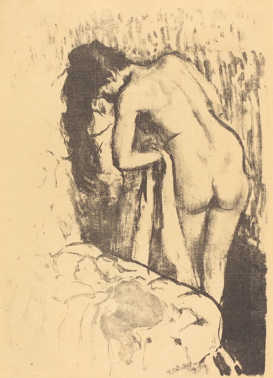 Alaston nainen seisomassa, kuivaamassa Femme nue debout, a sa WC, c. 1890. tekijältä Edgar Degas