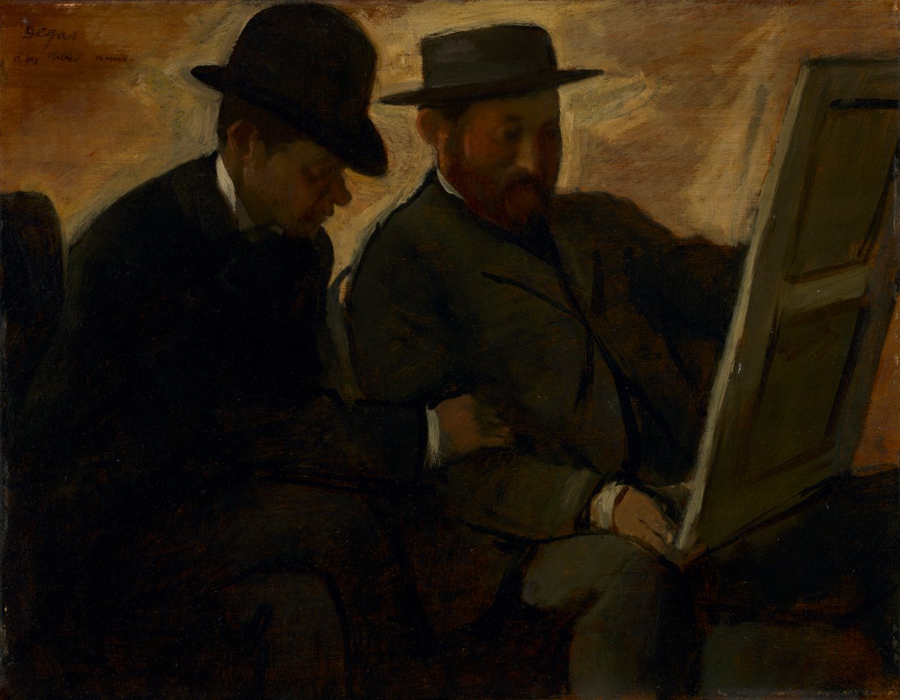 Paul Lafond ja Alphonse Cherfils tutkimassa maalausta tekijältä Edgar Degas