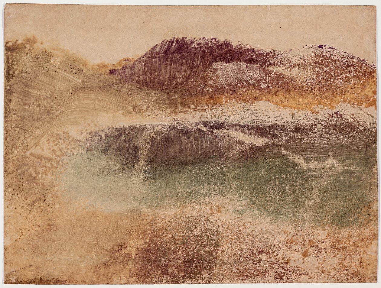 Paysage Roux, n. 1890 (monotyyppi paperilla) tekijältä Edgar Degas