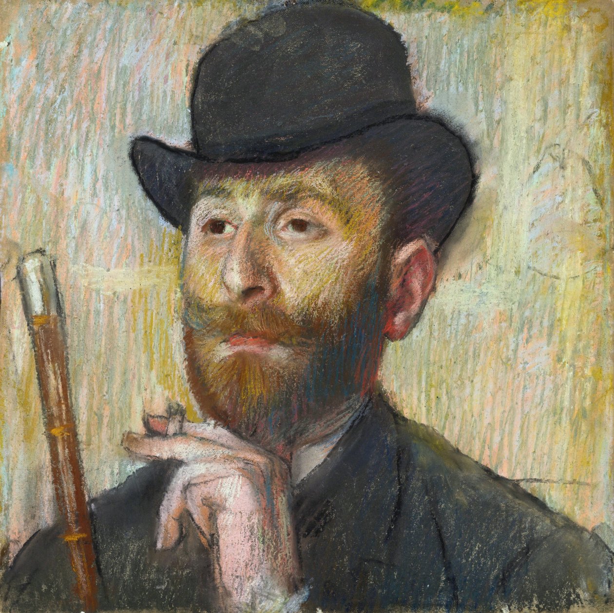 ""Ranskalaisen taidemaalari Zakar Zakarianin muotokuva"" (Taidemaalari Zakar Zakarianin (1849-1923) muotokuva) Edgar Degasin (1834-1917) pastellimaalaus, n. 1885 Koko 39,7x39,7 cm Yksityiskokoelma tekijältä Edgar Degas