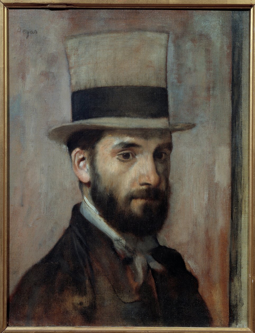Muotokuva Leon Joseph Florentin Bonnatista (1833-1922) Taidemaalari käyttää silinteriä. Edgar Degasin (1834-1917) maalaus 1863 su. 0,43x0,36 m Bayonne, Musee Bonnat - Muotokuva Leon Joseph Florentin Bonnatista (1833-1922). Taiteilija käyttää silinteriä. Ma tekijältä Edgar Degas