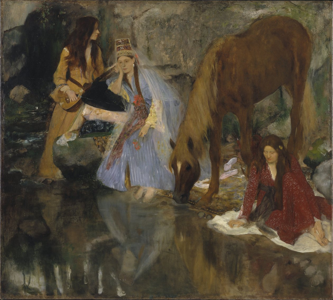 Mlle Fiocren muotokuva baletissa ”La Source” (Portrait de Mlle...E[ugénie] F[iocre]: baletista ”La Source”) tekijältä Edgar Degas