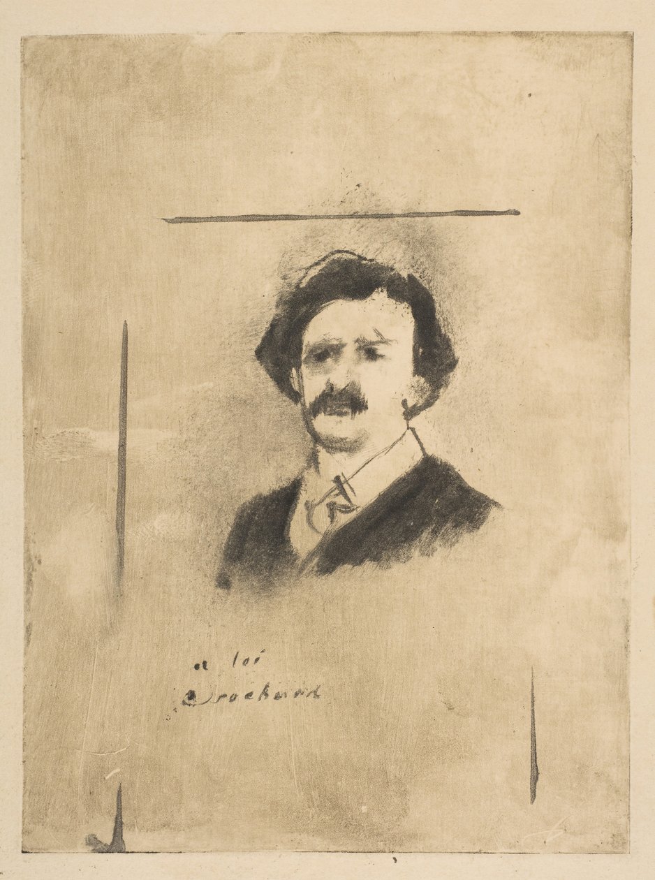 Virginie Cardinalin suosikin muotokuva, näyttelijä Crochardin kuvitus elokuvalle La Fami..., n. 1880. tekijältä Edgar Degas