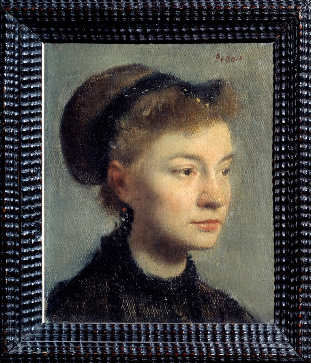 Nuoren naisen muotokuva Edgar Degasin (1834-1917) maalaus. 1867. Dim. 0,27x0,22 m. Pariisi, Musee d
