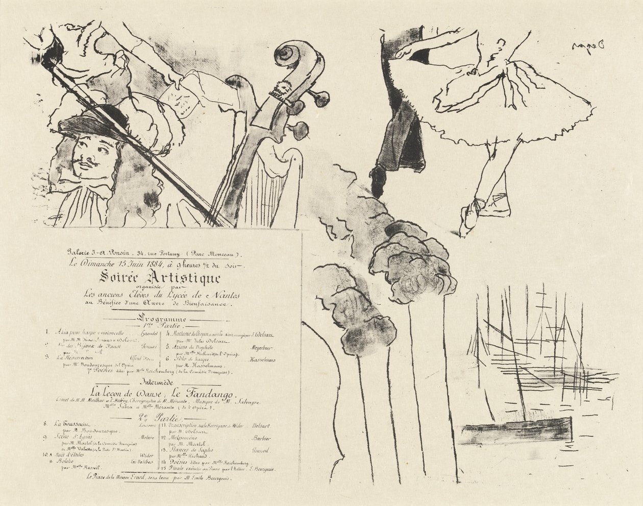 Ohjelma Artistic Soiree -ohjelma Lycée de Nantesin entisten opiskelijoiden illalle, 18. tekijältä Edgar Degas