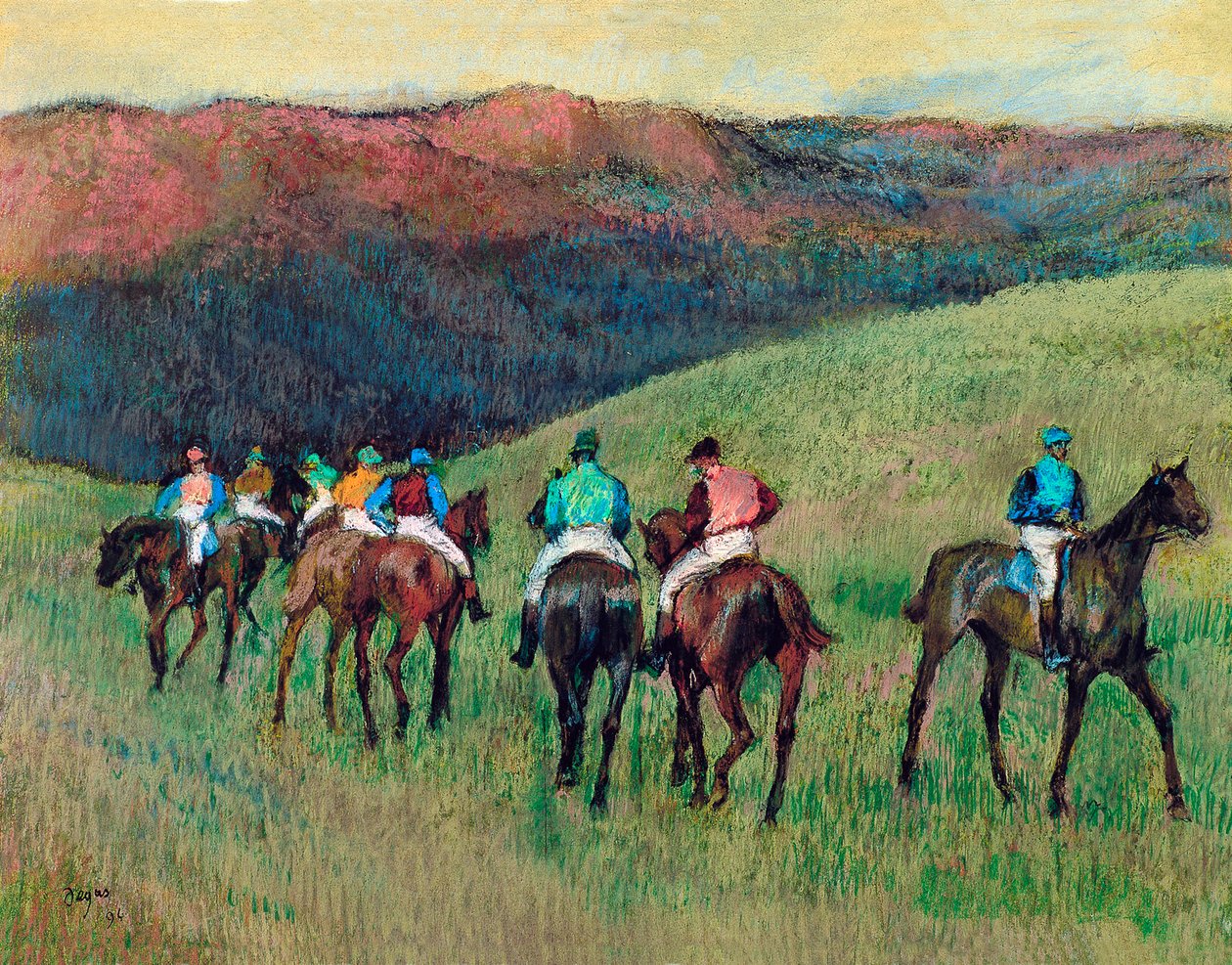 Kilpahevoset maisemassa, 1894 tekijältä Edgar Degas