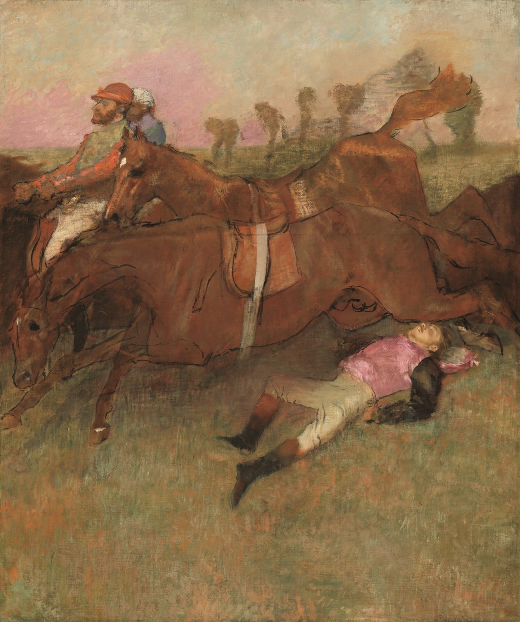 Kohtaus estejuoksusta: The Fallen Jockey tekijältä Edgar Degas