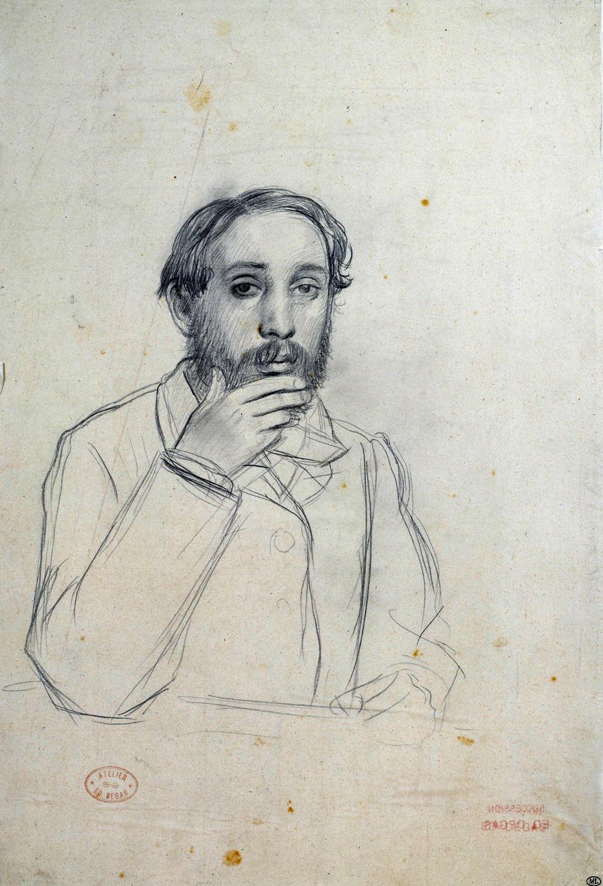 Edgar Degasin (1834-1917) omakuvapiirros 1800-luvun aurinko. 0,36x0,24 m Pariisi, Musee du Louvre tekijältä Edgar Degas