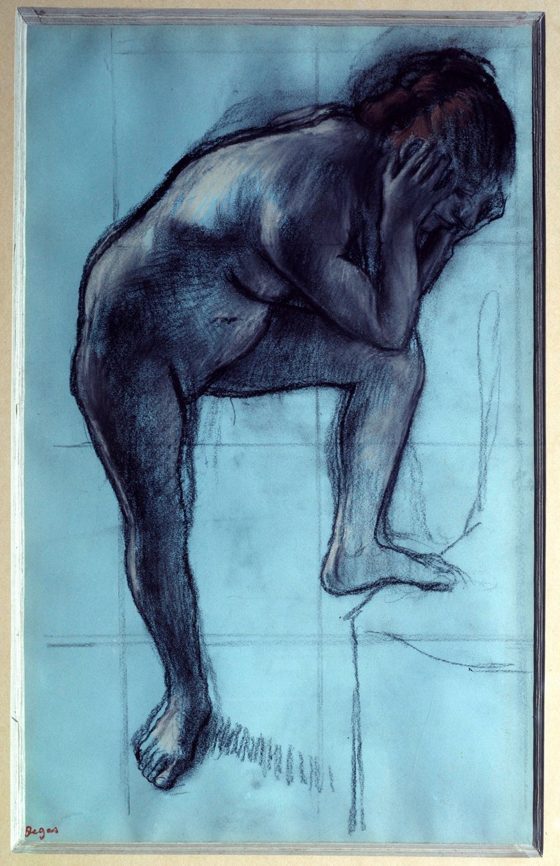 Seisomassa alaston nainen Edgar Degasin (1834-1917) pastelli ja hiili, 1883 su. 0,49x0,3 m Pariisi, musee d