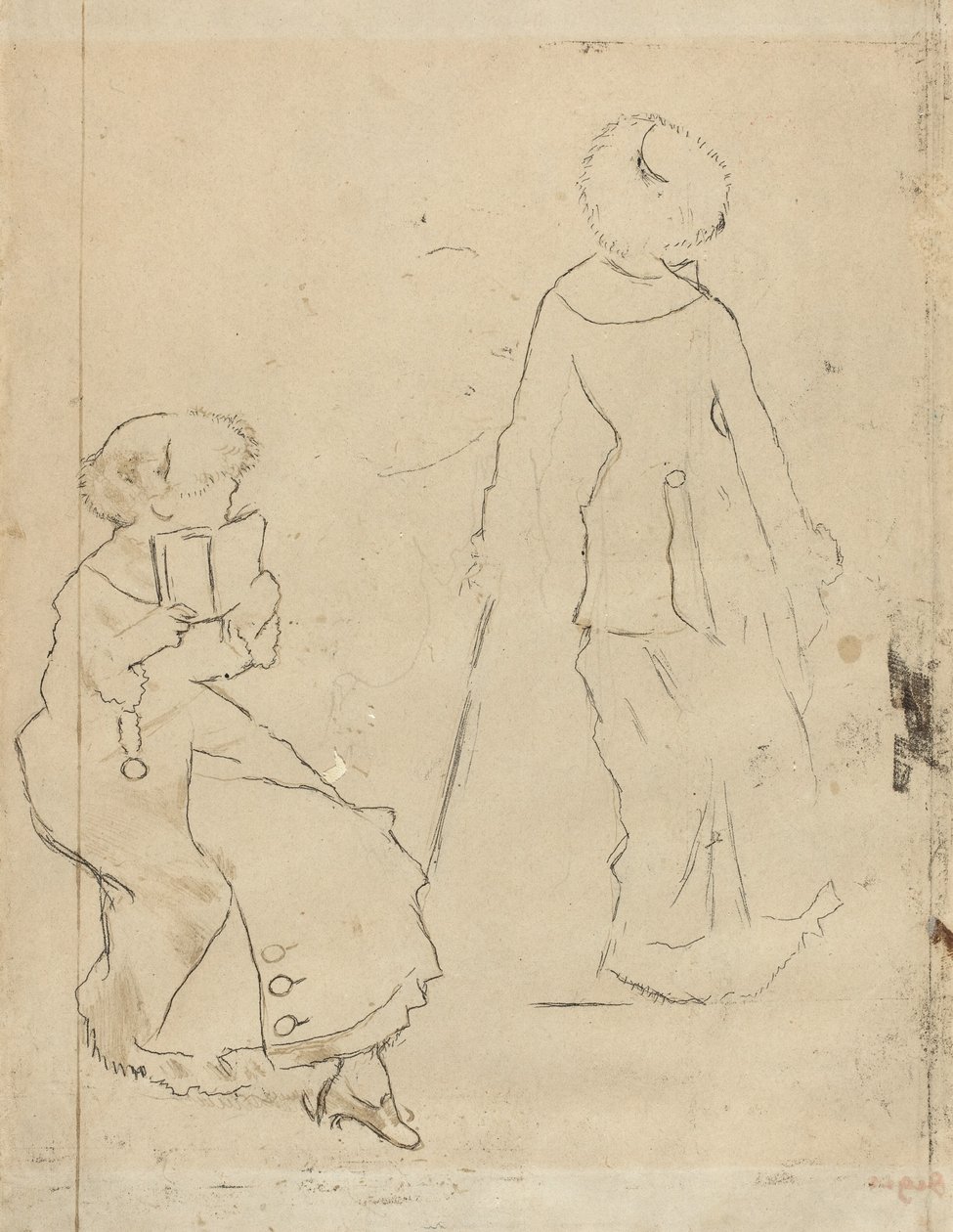 Tutkimus elokuvalle "Mary Cassatt Louvressa" [verso] tekijältä Edgar Degas