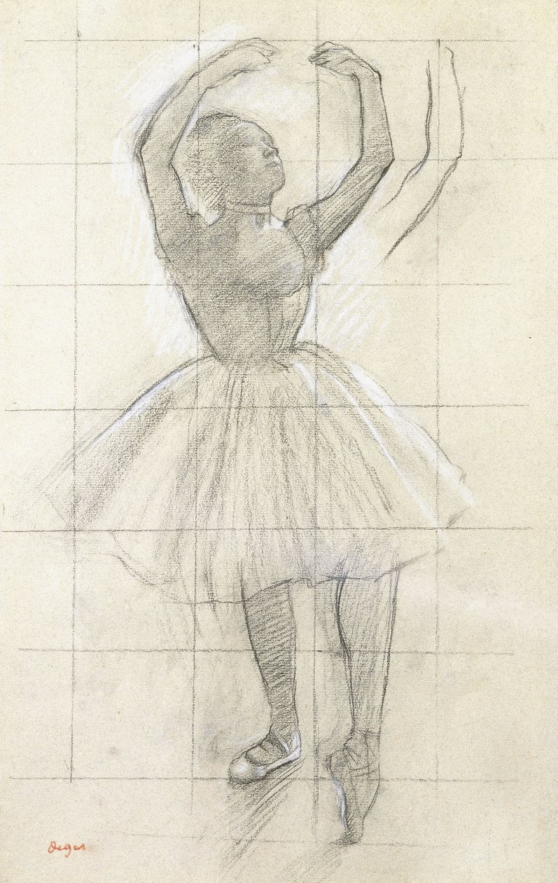 Tutkimus tanssijalle poseeraa, valokuvasta, n. 1874 tekijältä Edgar Degas