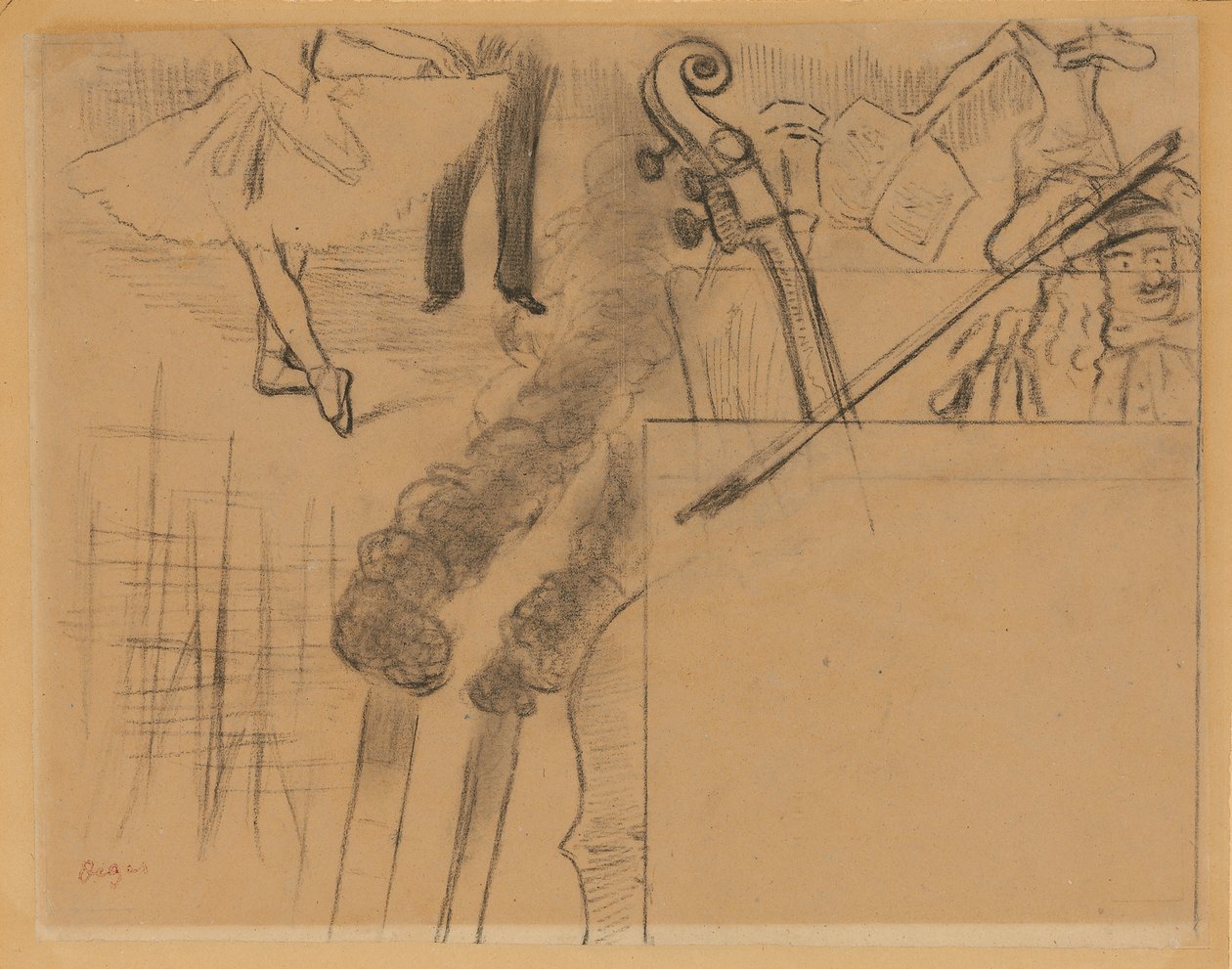 Opiskelu Galerie Ponsin Soiree Artistiquen ohjelmaa varten, 15. toukokuuta 1884 tekijältä Edgar Degas