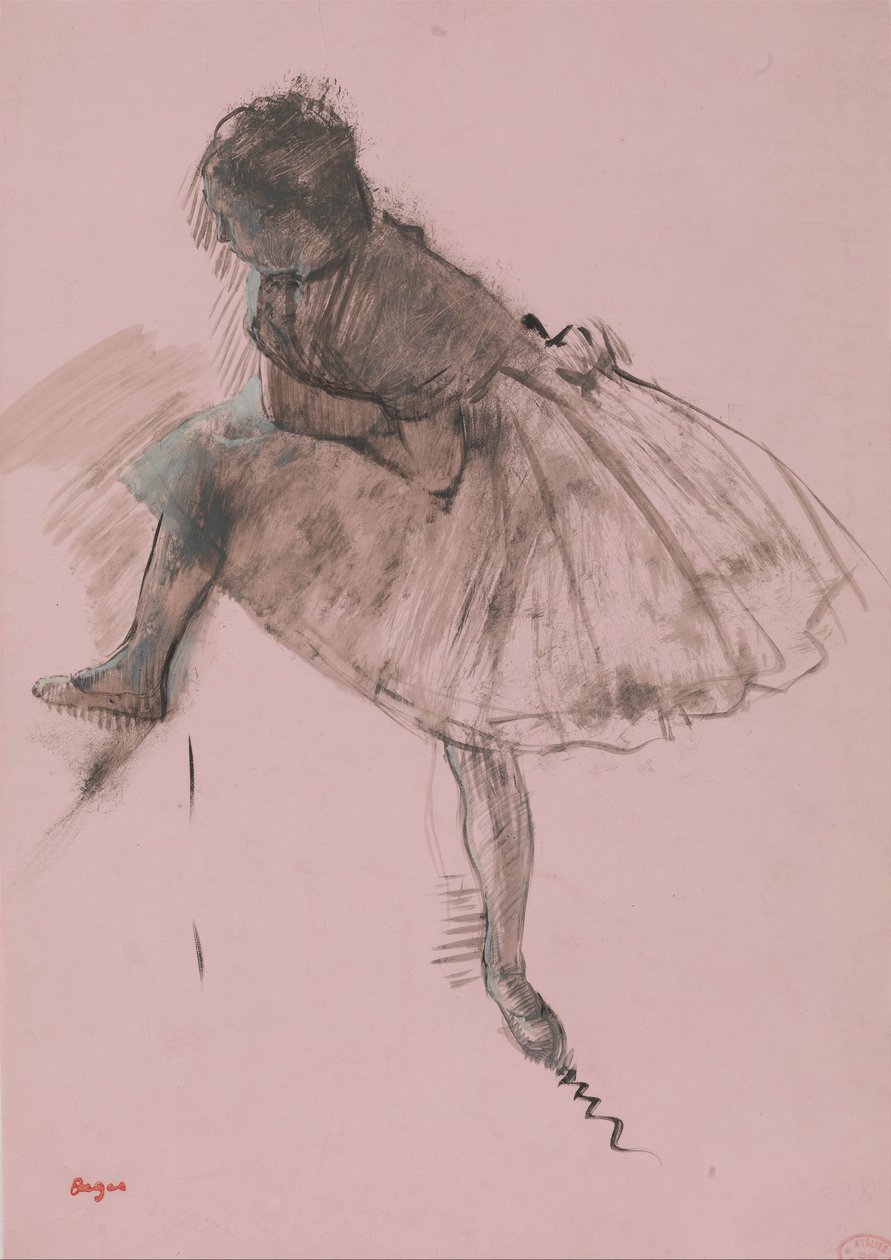 Balettitanssijan opiskelu recto, kaksi tanssitutkimusta päinvastoin, n. 1873. tekijältä Edgar Degas