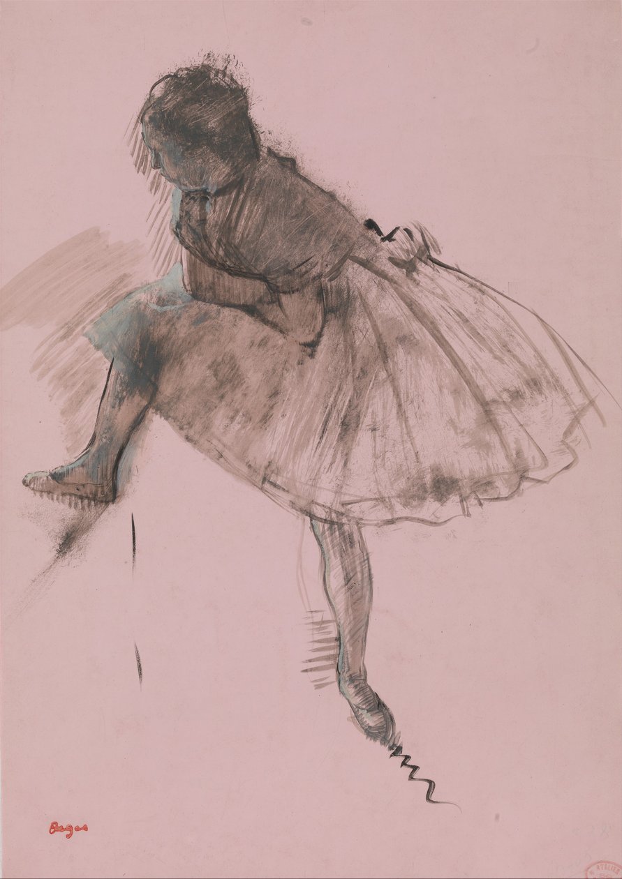 Balettitanssijan opiskelu recto, kaksi tanssitutkimusta päinvastoin, n. 1873. tekijältä Edgar Degas