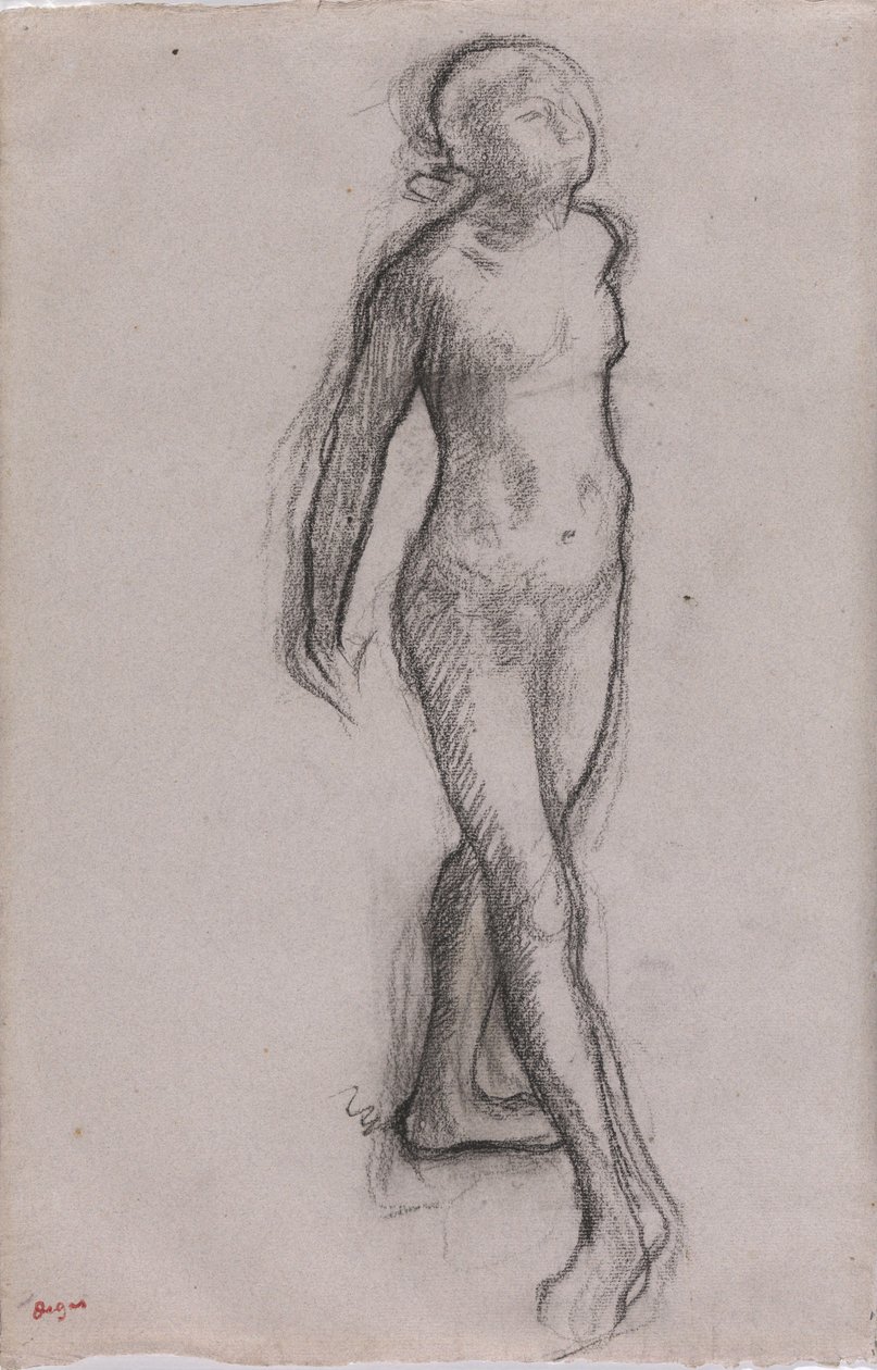 Tutkimus alastontanssijasta, n. 1878-1879 (hiili ja musta tussi paperilla) tekijältä Edgar Degas
