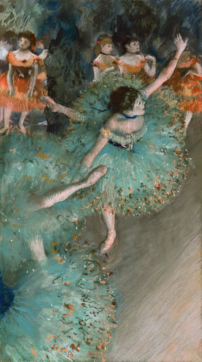 Heiluva tanssija tanssija vihreässä, 1877-1878 tekijältä Edgar Degas