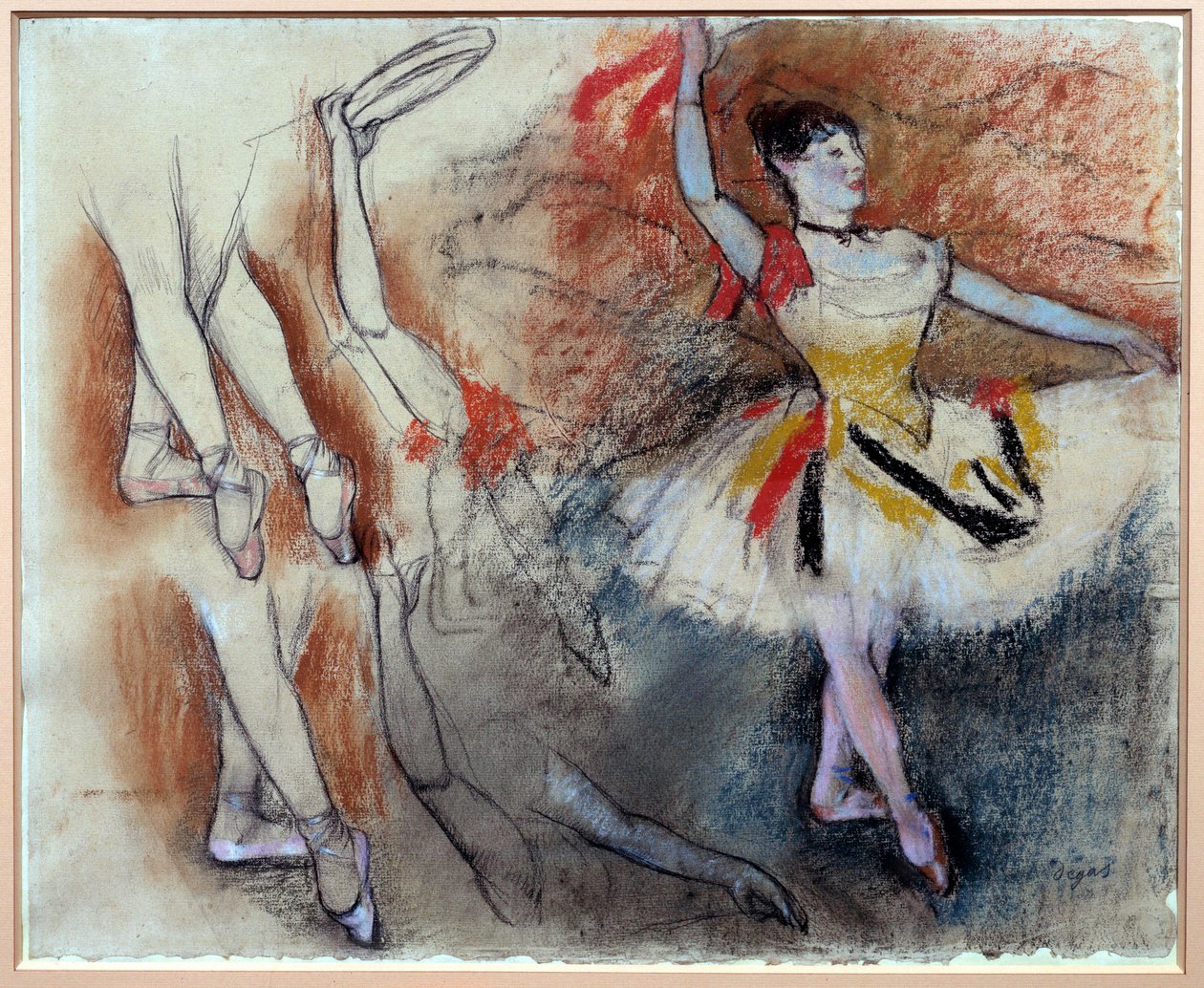 Edgar Degasin (1834-1917) tamburiinitanssija Study pastelli- ja mustakynällä. 1882 Su. 0,58x0,46 m Pariisi, musee d