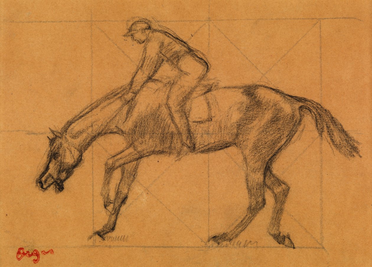 Kilpailun loppu, n. 1882 (liitu sävytetylle paperille) tekijältä Edgar Degas