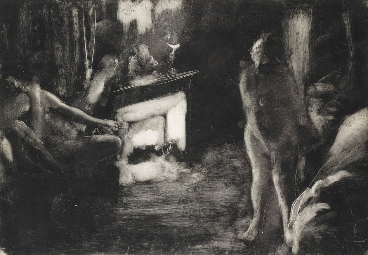 Fireside, n. 1876-77. tekijältä Edgar Degas