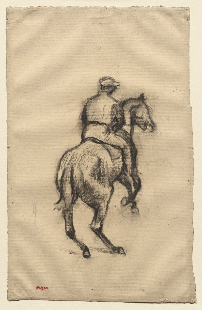 The Jockey, n. 1885-1900 (hiili paperilla) tekijältä Edgar Degas