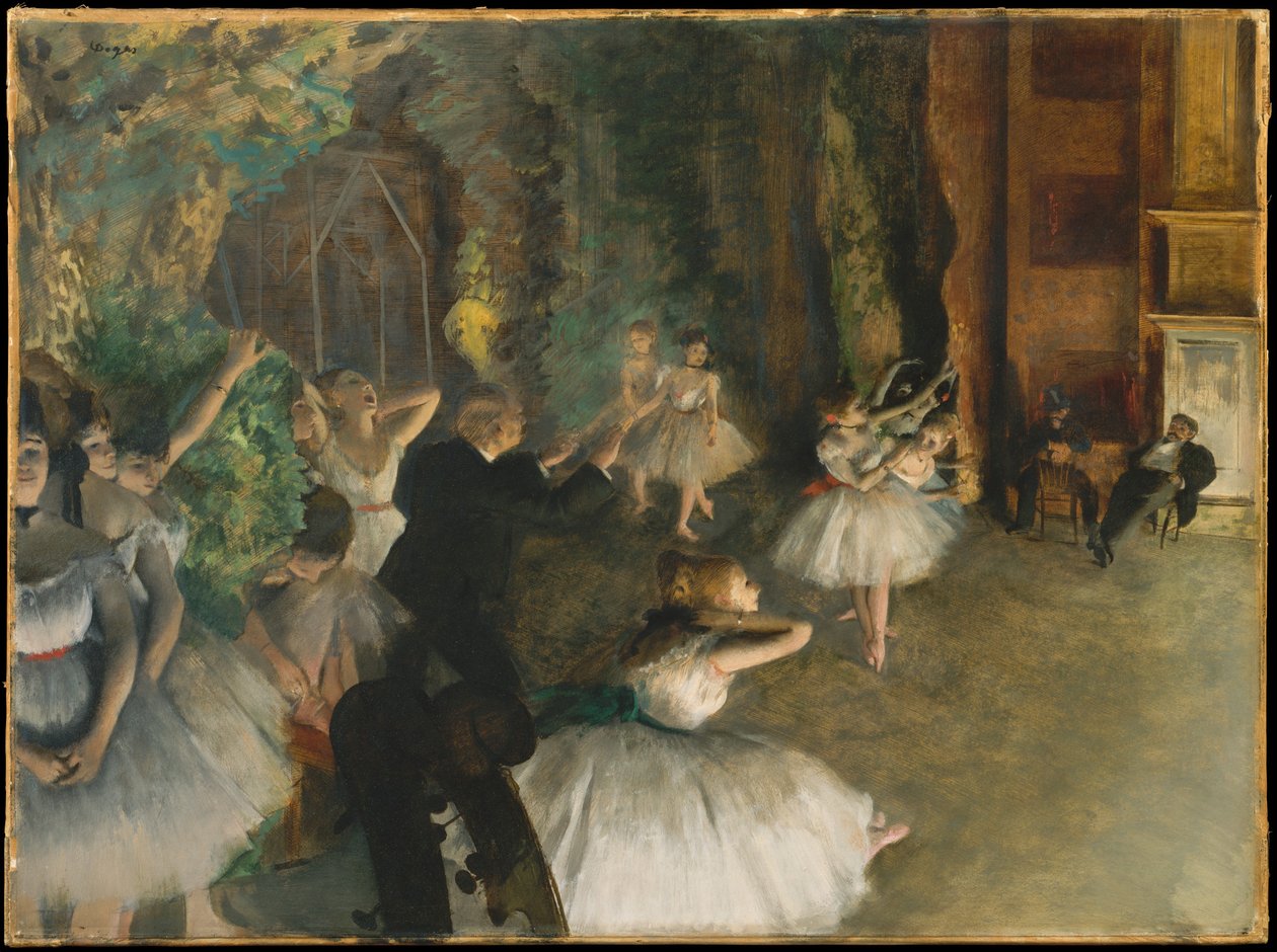 Baletin harjoitukset näyttämöllä tekijältä Edgar Degas