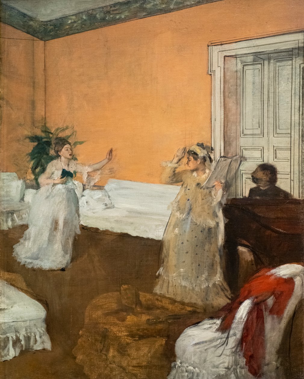 Laulun toisto. Noin 1869. Öljy kankaalle. tekijältä Edgar Degas