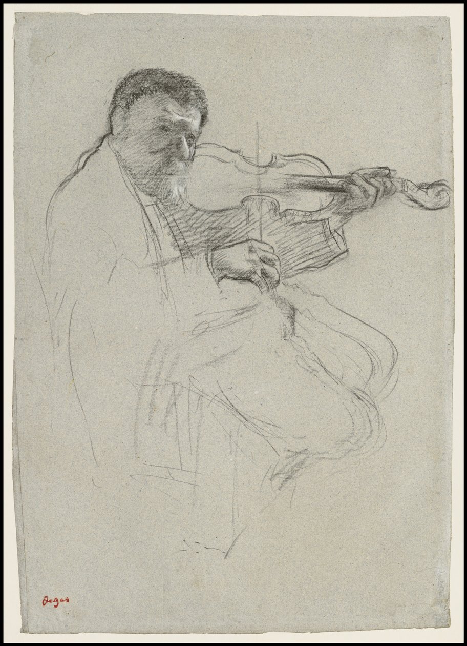 Viulisti, Study for "The Rehearsal", n.1879 tekijältä Edgar Degas