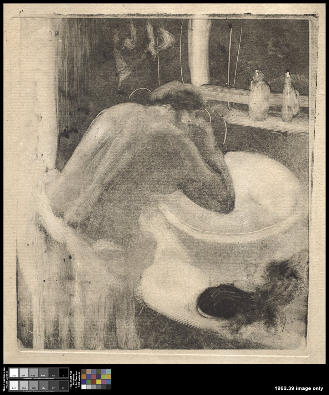 Pesuallas, n. 1880-1885 tekijältä Edgar Degas