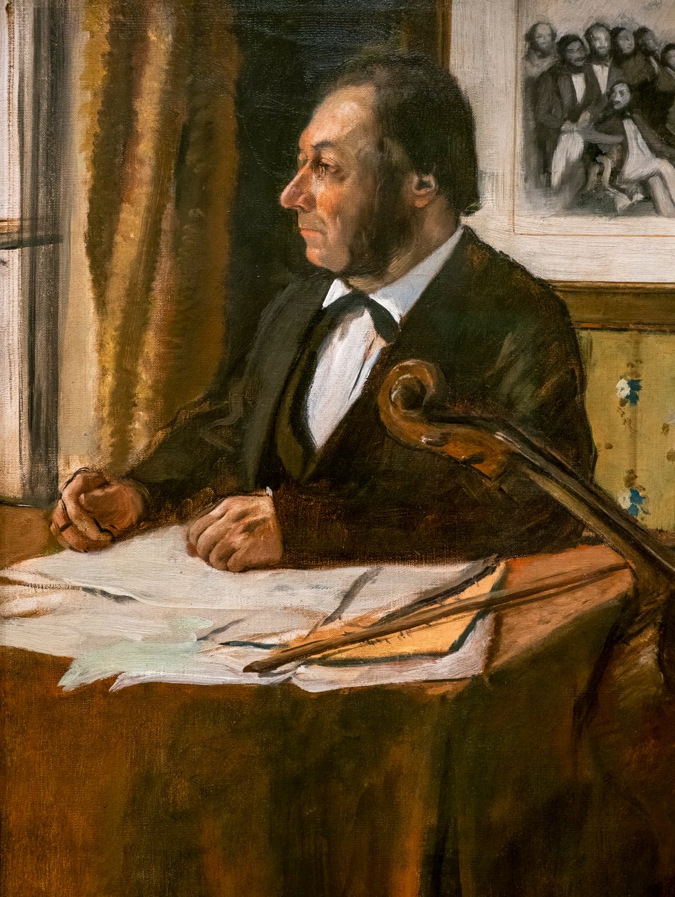 Sellisti Louis-Marie Pilet (yksityiskohta). Noin 1868-1869. Öljy kankaalle. tekijältä Edgar Degas
