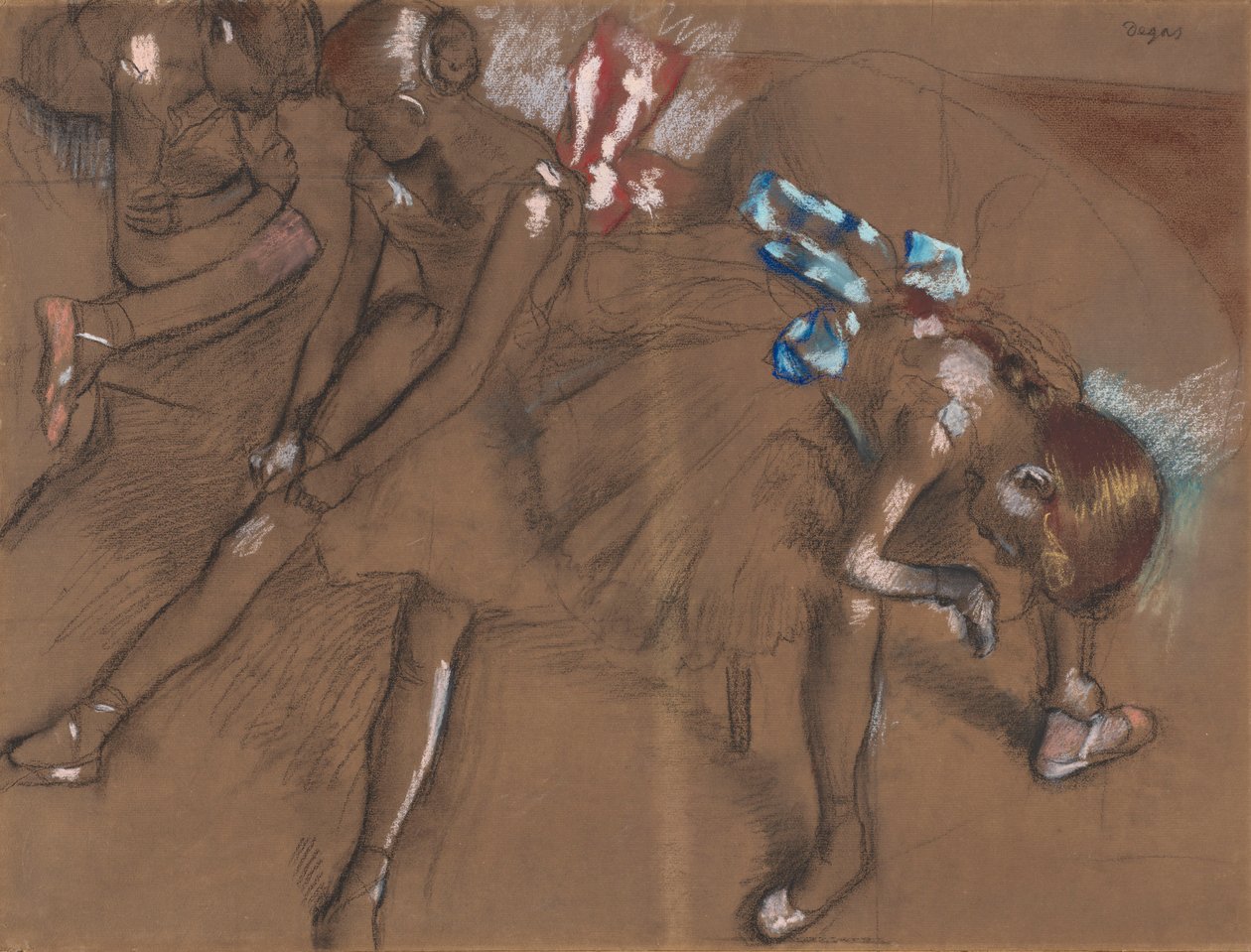 Kolme tanssijaa lepäämässä, noin 1880 tekijältä Edgar Degas