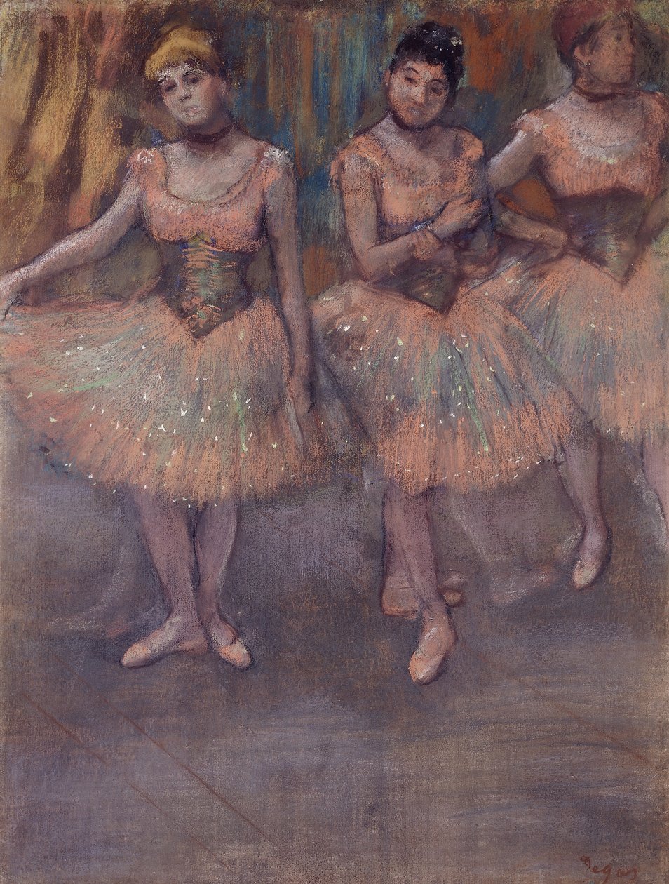Kolme tanssijaa ennen harjoittelua, n. 1880 tekijältä Edgar Degas