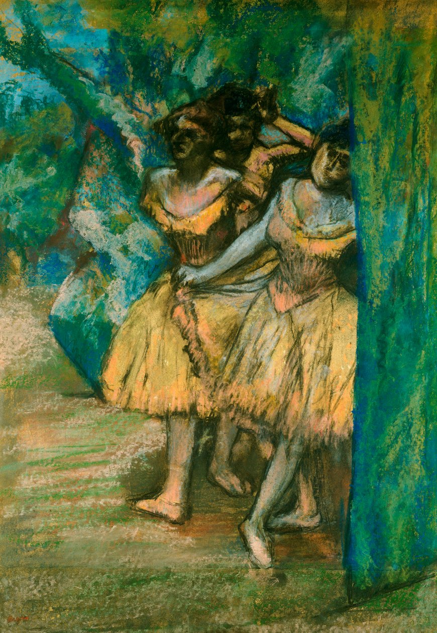 Kolme tanssijaa puiden ja kivien taustalla, 1904-06 tekijältä Edgar Degas