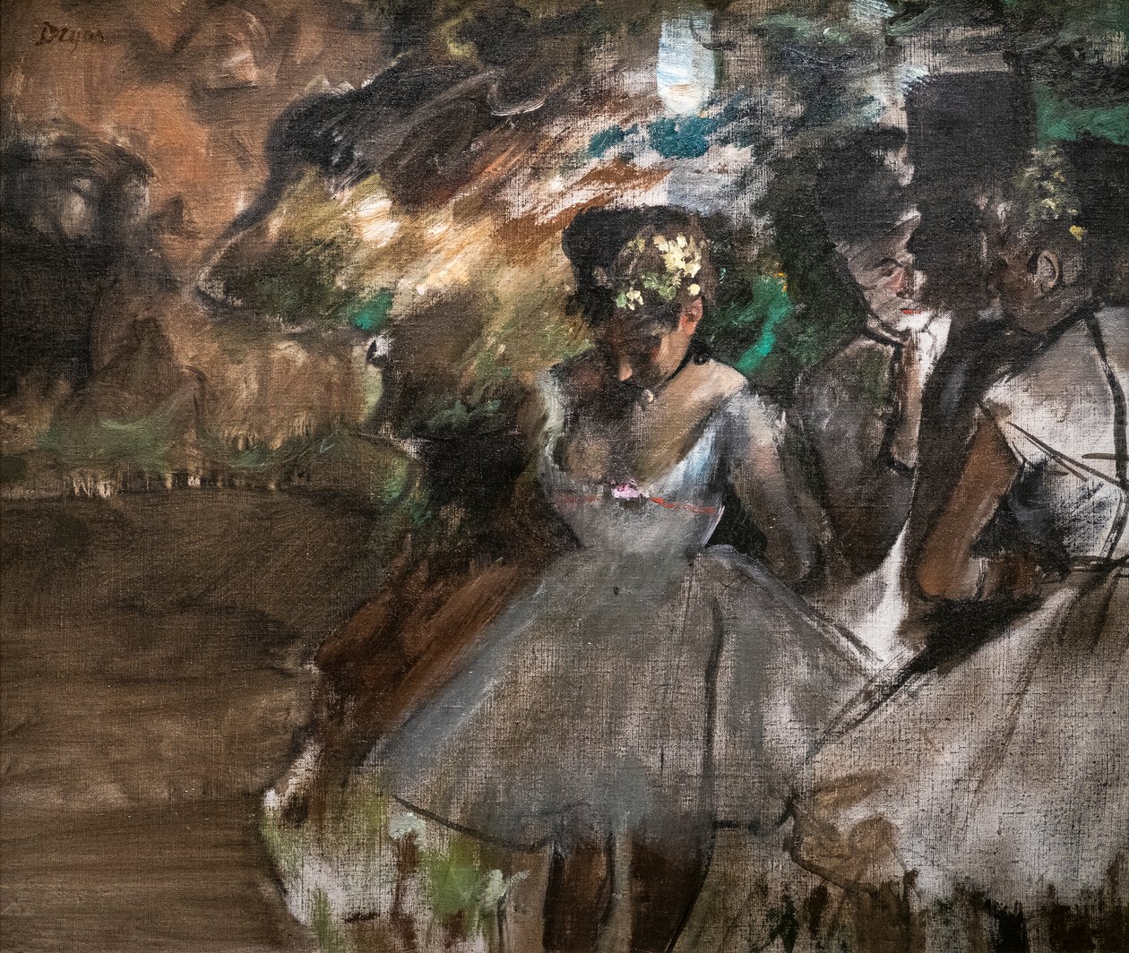 Kolme tanssijaa kulissien takana. 1880-1885. Öljy kankaalle. tekijältä Edgar Degas