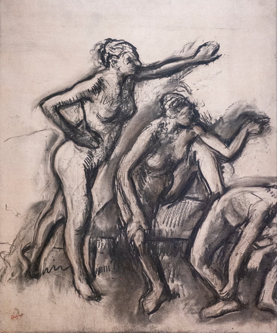 Kolme alaston tanssijaa. Noin 1903. Puuhiiltä kuultopaperilla. tekijältä Edgar Degas