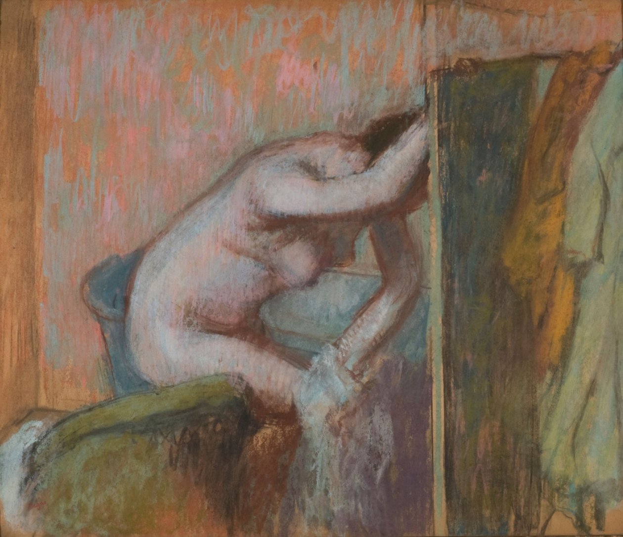 WC kylvyn jälkeen, n. 1888 (pastelli pahville) tekijältä Edgar Degas